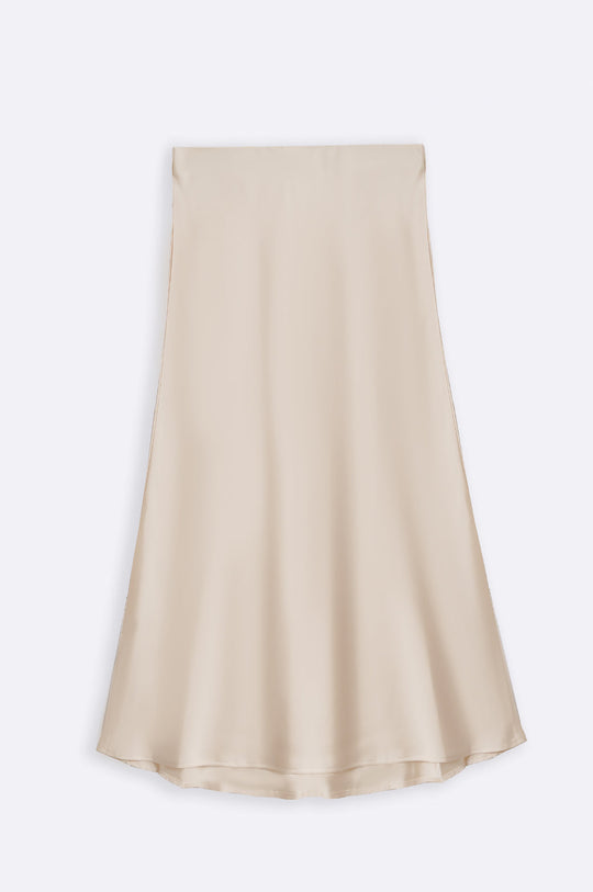 CREAM SATIN LONG SKIRT
