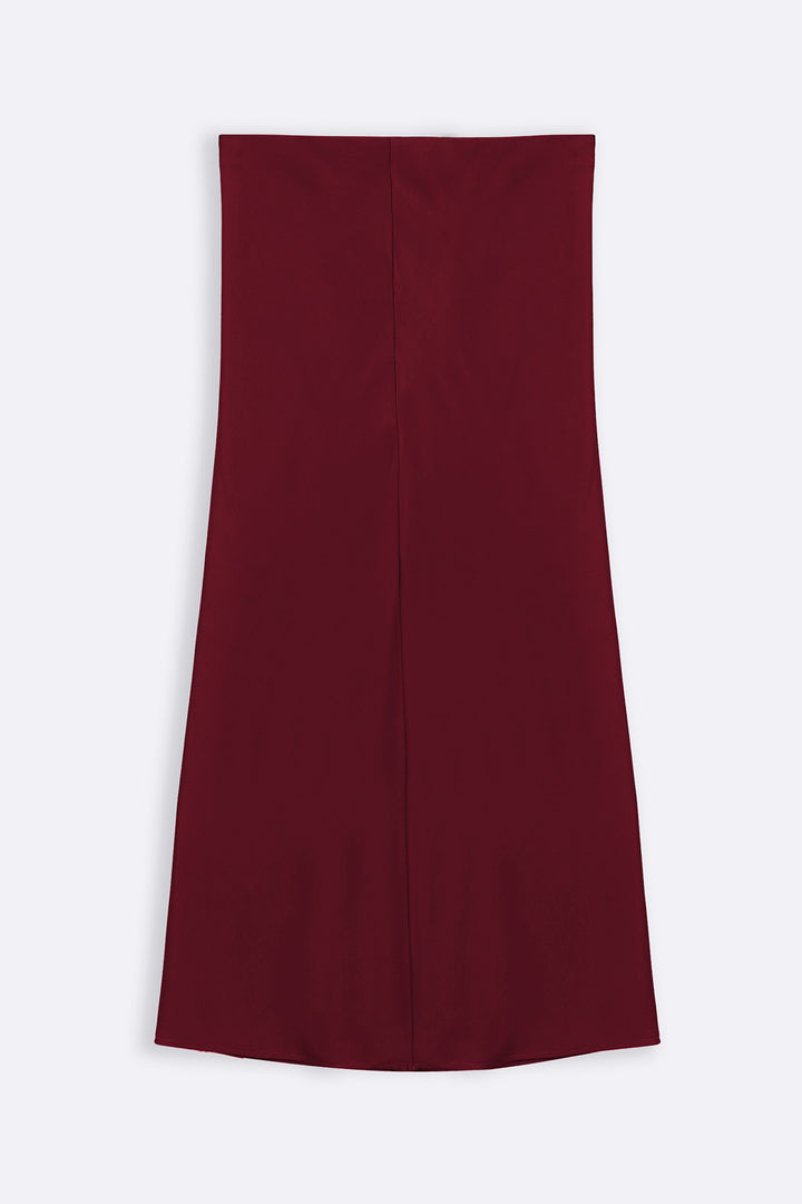 RED SATIN LONG SKIRT