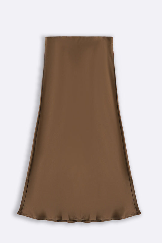 TAUPE SATIN LONG SKIRT