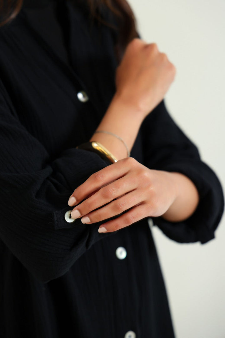 BLACK LONG MUSLIN TUNIC