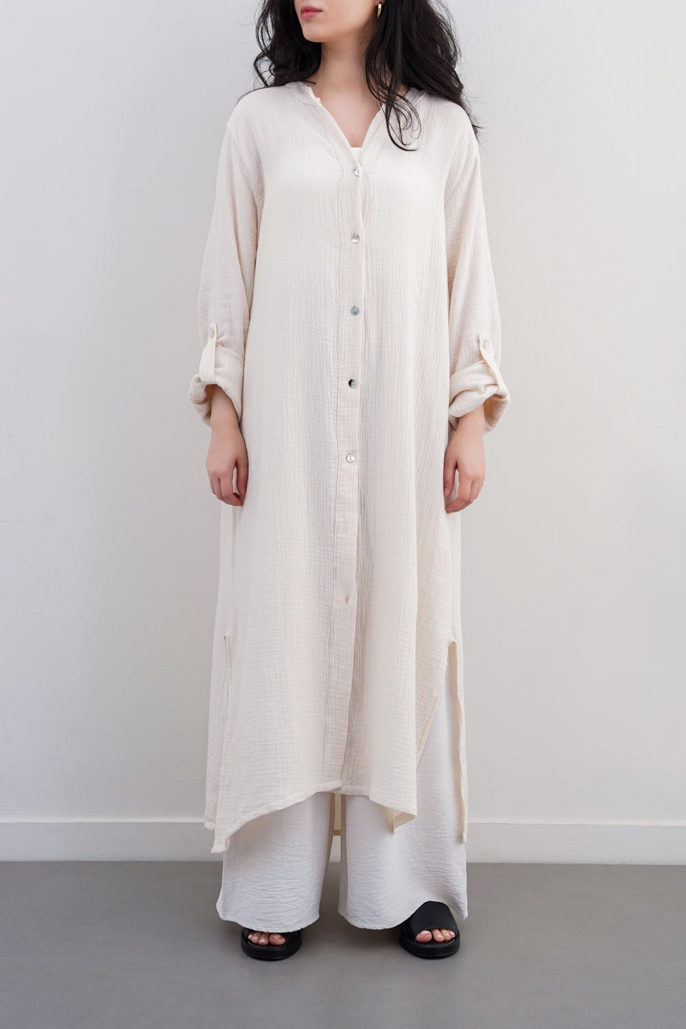 OAT WHITE LONG MUSLIN TUNIC