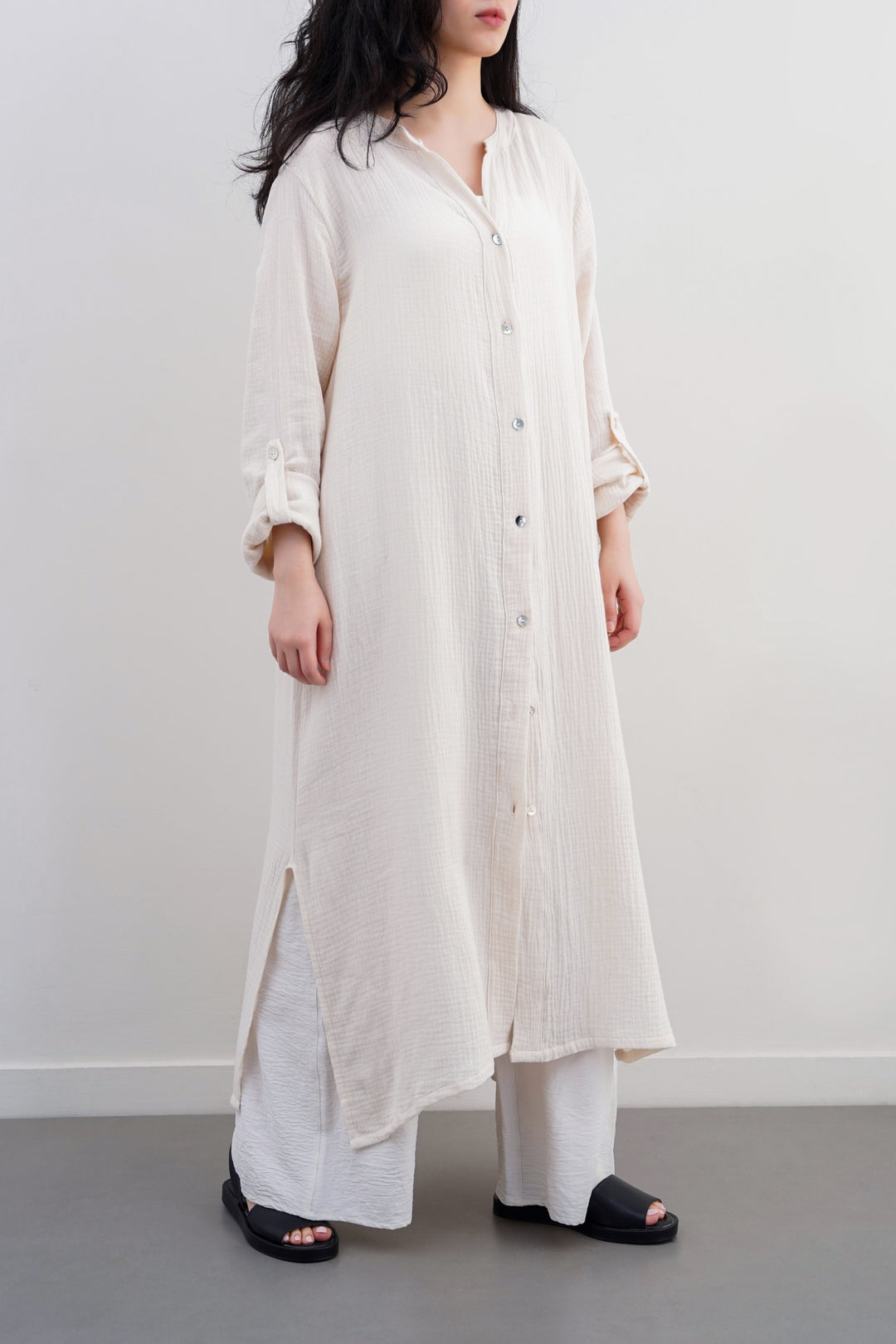 OAT WHITE LONG MUSLIN TUNIC