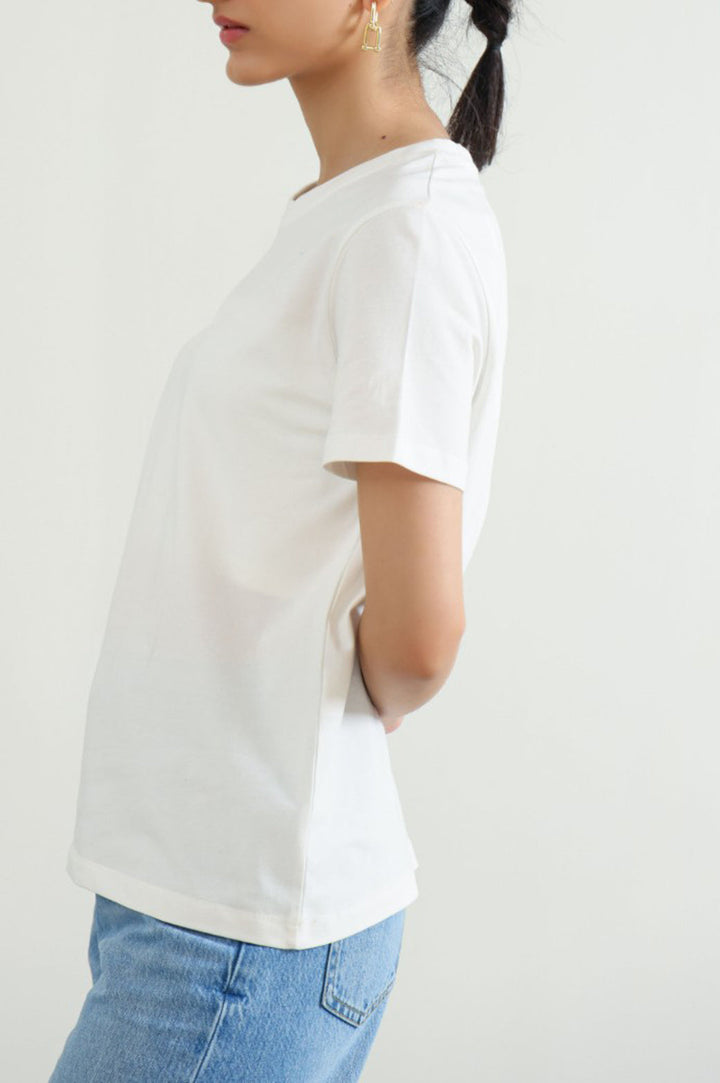 WHITE ALL- COTTON TEE