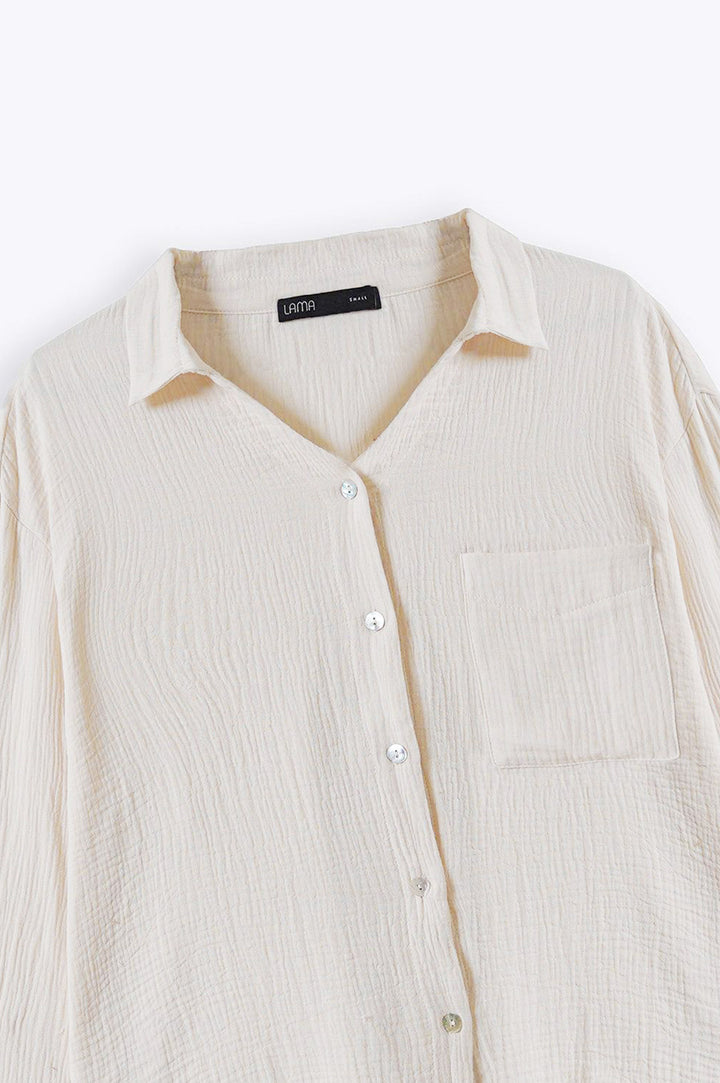 CREAM BASIC MUSLIN BUTTON DOWN
