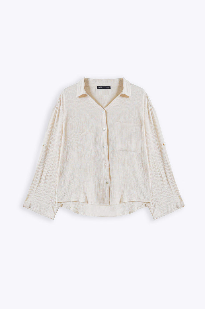 CREAM BASIC MUSLIN BUTTON DOWN