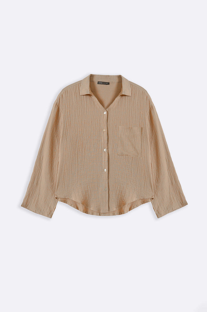 TAUPE BASIC MUSLIN BUTTON DOWN