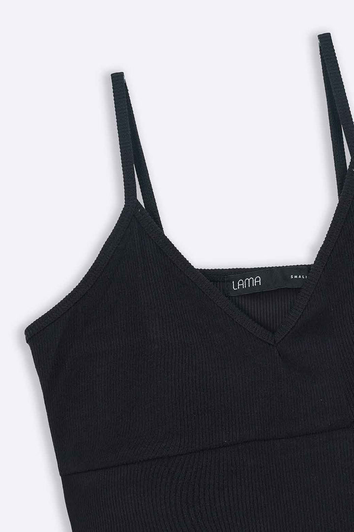 BLACK CROPPED STRAPPY CAMI
