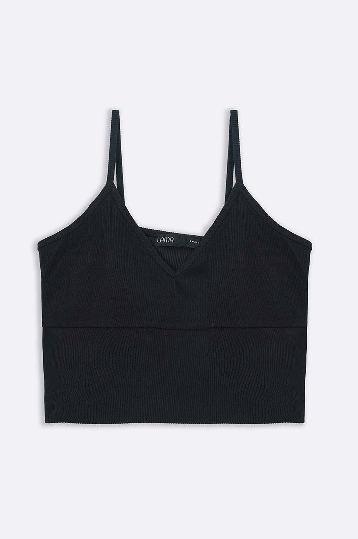 BLACK CROPPED STRAPPY CAMI