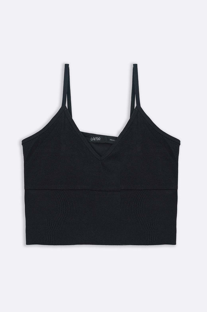 BLACK CROPPED STRAPPY CAMI