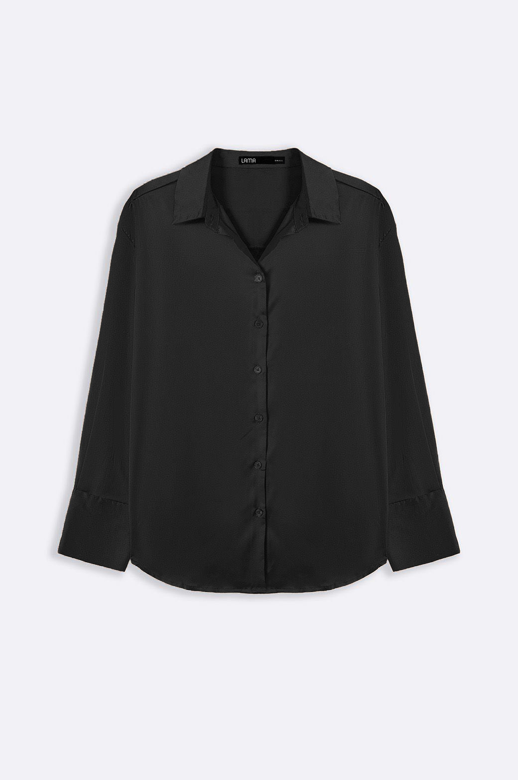 BLACK BASIC SILK SHIRT