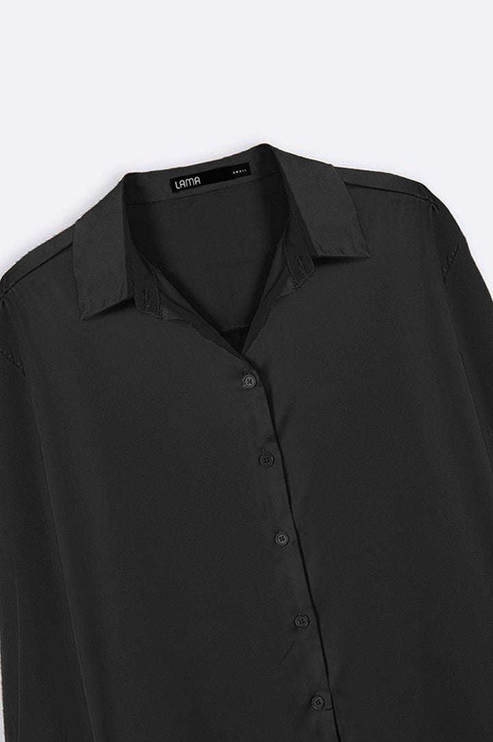 BLACK BASIC SILK SHIRT