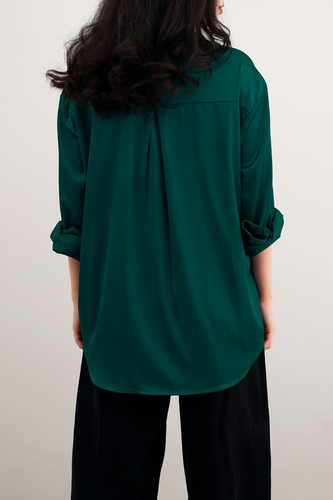 TEAL GREEN BASIC SILK SHIRT