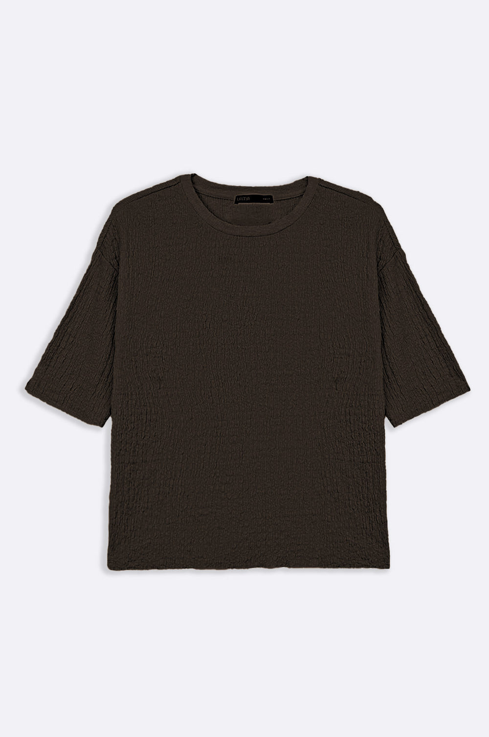 DARK BROWN TEXTURED STRETCHY TOP