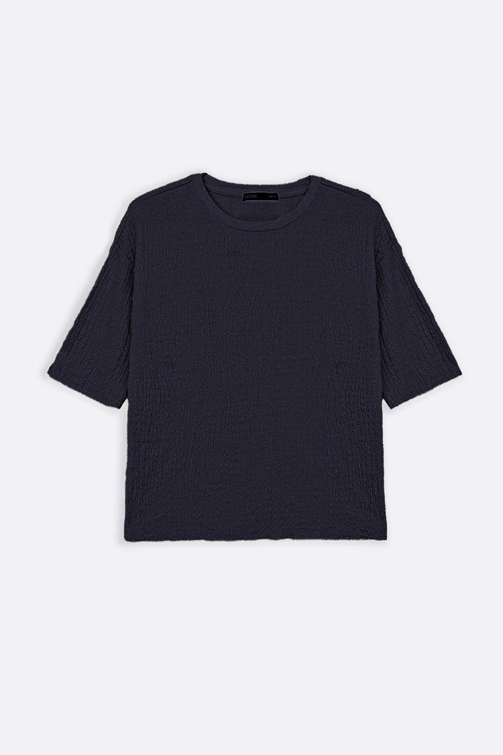 NAVY TEXTURED STRETCHY TOP