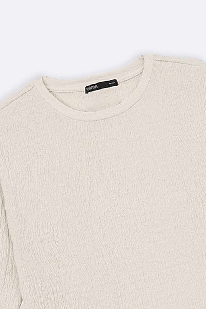 OFF WHITE TEXTURED STRETCHY TOP