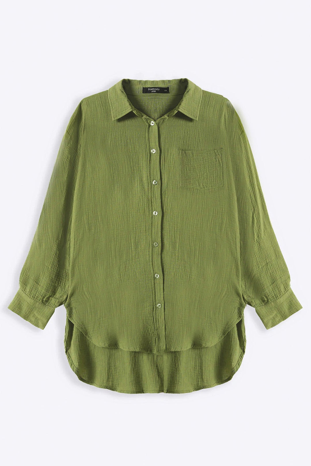 GREEN CURVE MUSLIN SHIRT