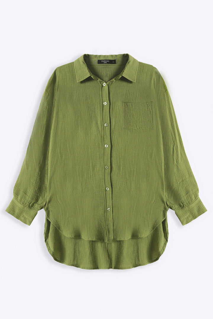 GREEN CURVE MUSLIN SHIRT