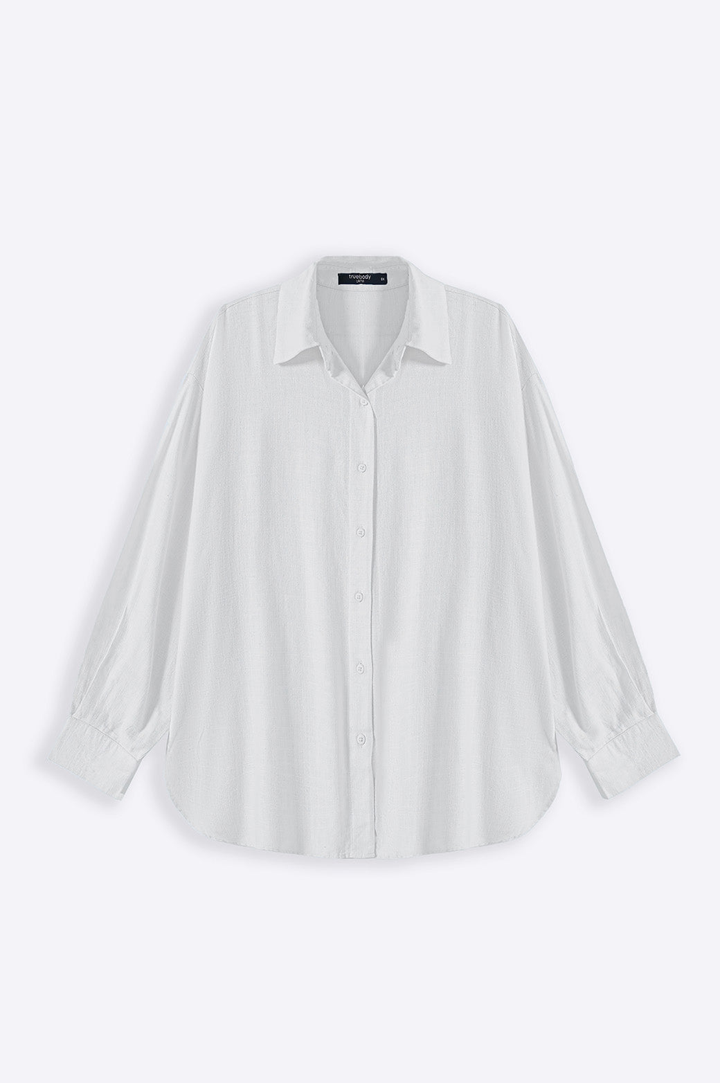 WHITE CURVE LINEN SHIRT
