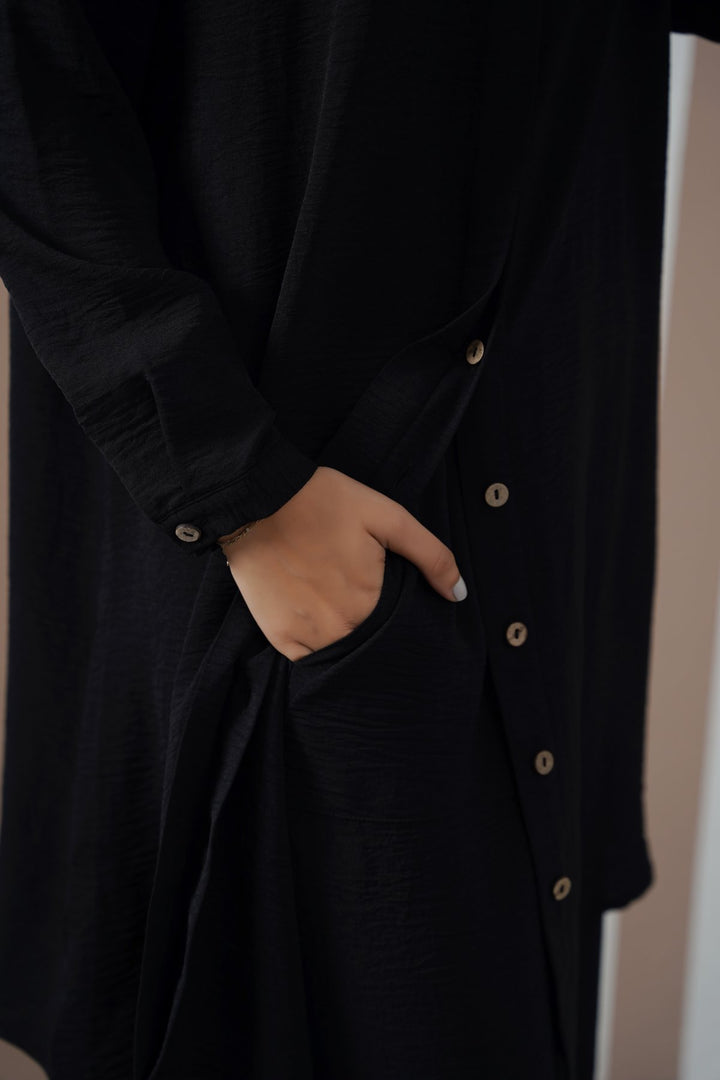 BLACK SLINKY WIDE LEG PANTS