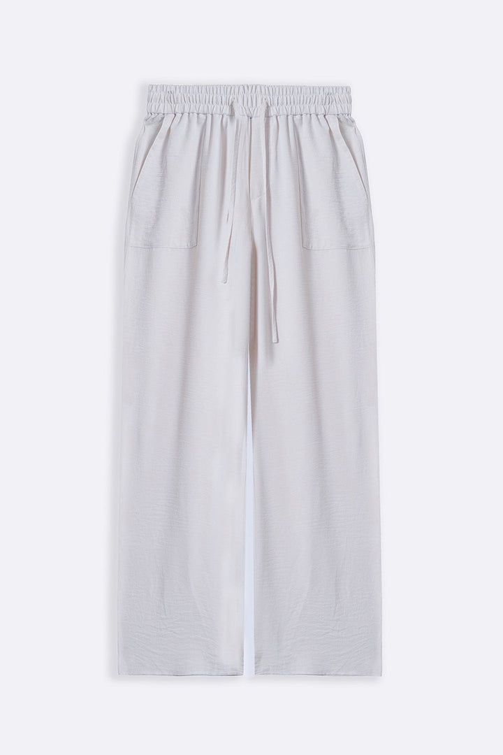 CREAM SLINKY WIDE LEG PANTS
