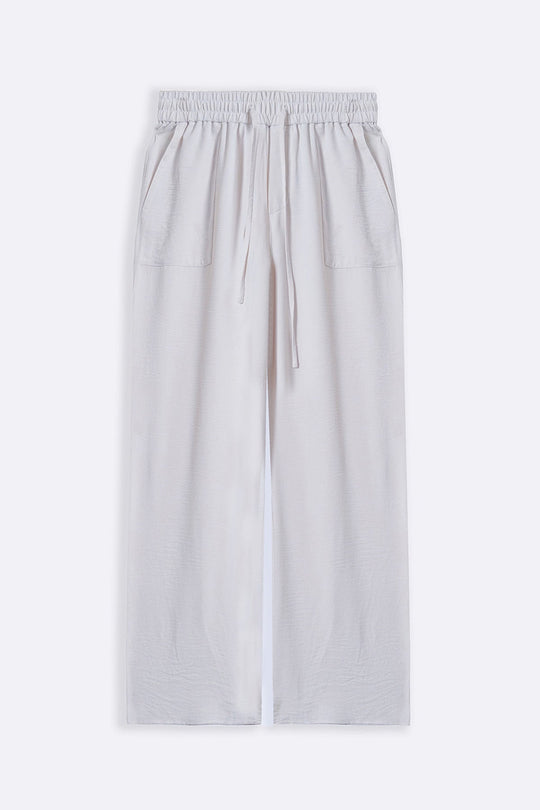 CREAM SLINKY WIDE LEG PANTS