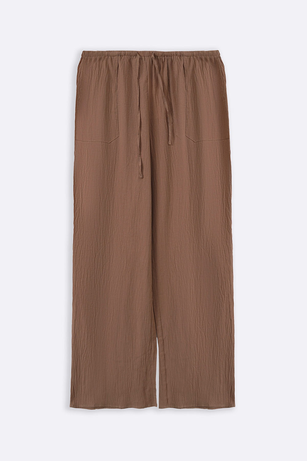 BROWN FEATHER COTTON PANTS