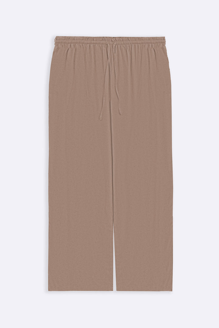 BEIGE LINEN EASY TROUSERS