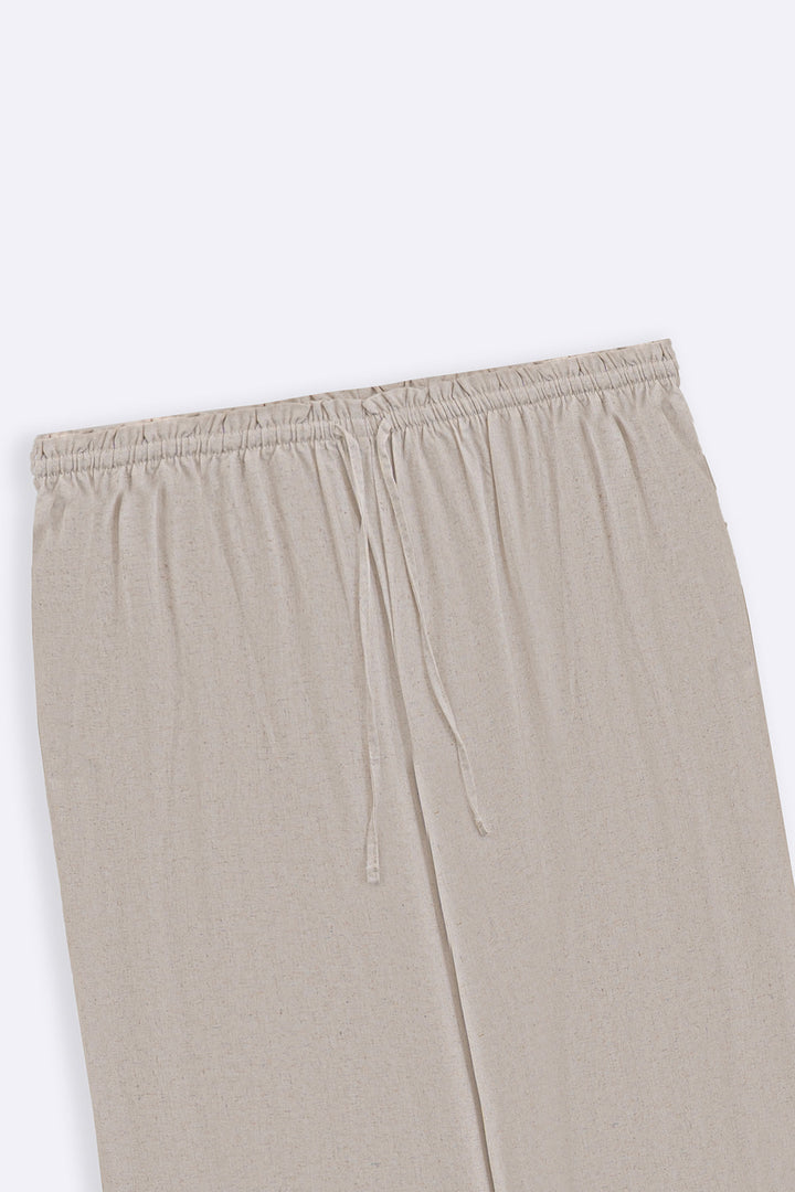 OAT WHITE LINEN EASY TROUSERS