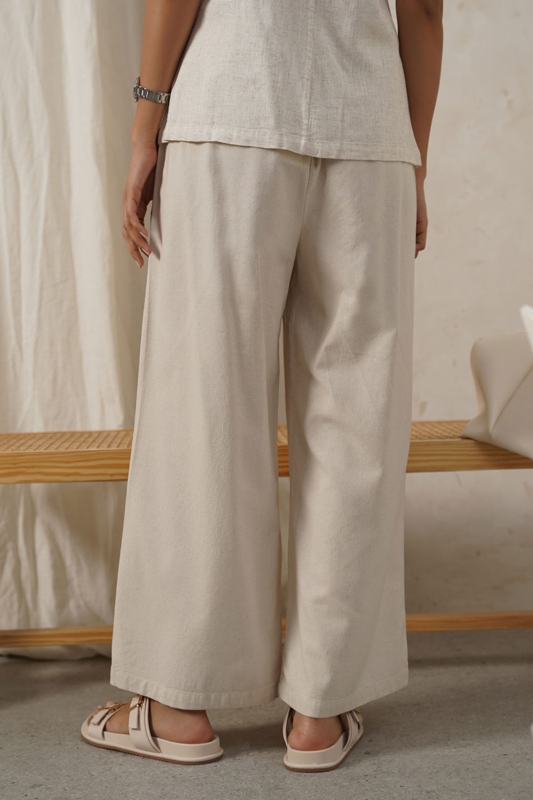 OFF WHITE LINEN EASY TROUSERS