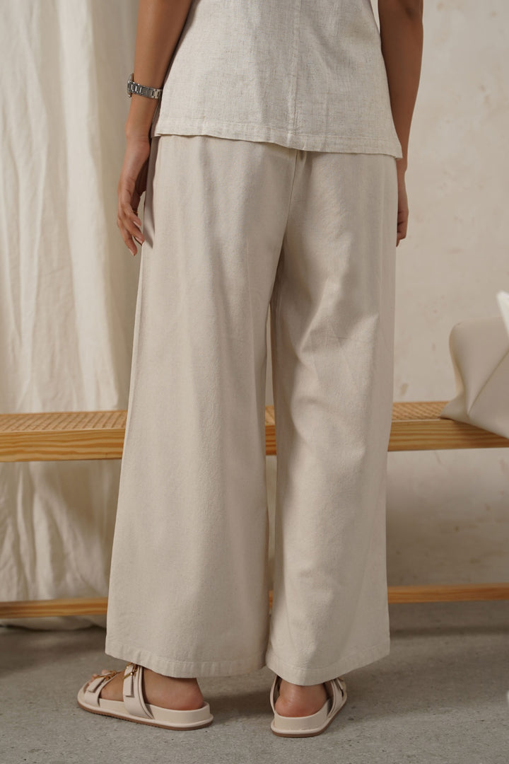 OFF WHITE LINEN EASY TROUSERS