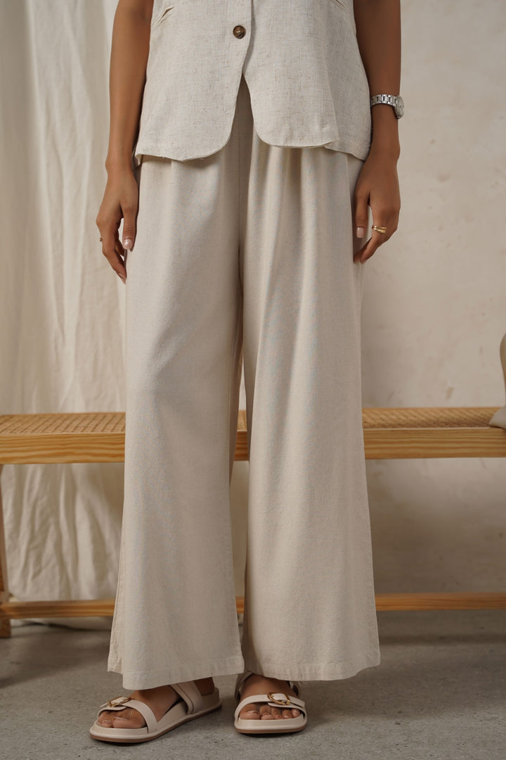OFF WHITE LINEN EASY TROUSERS
