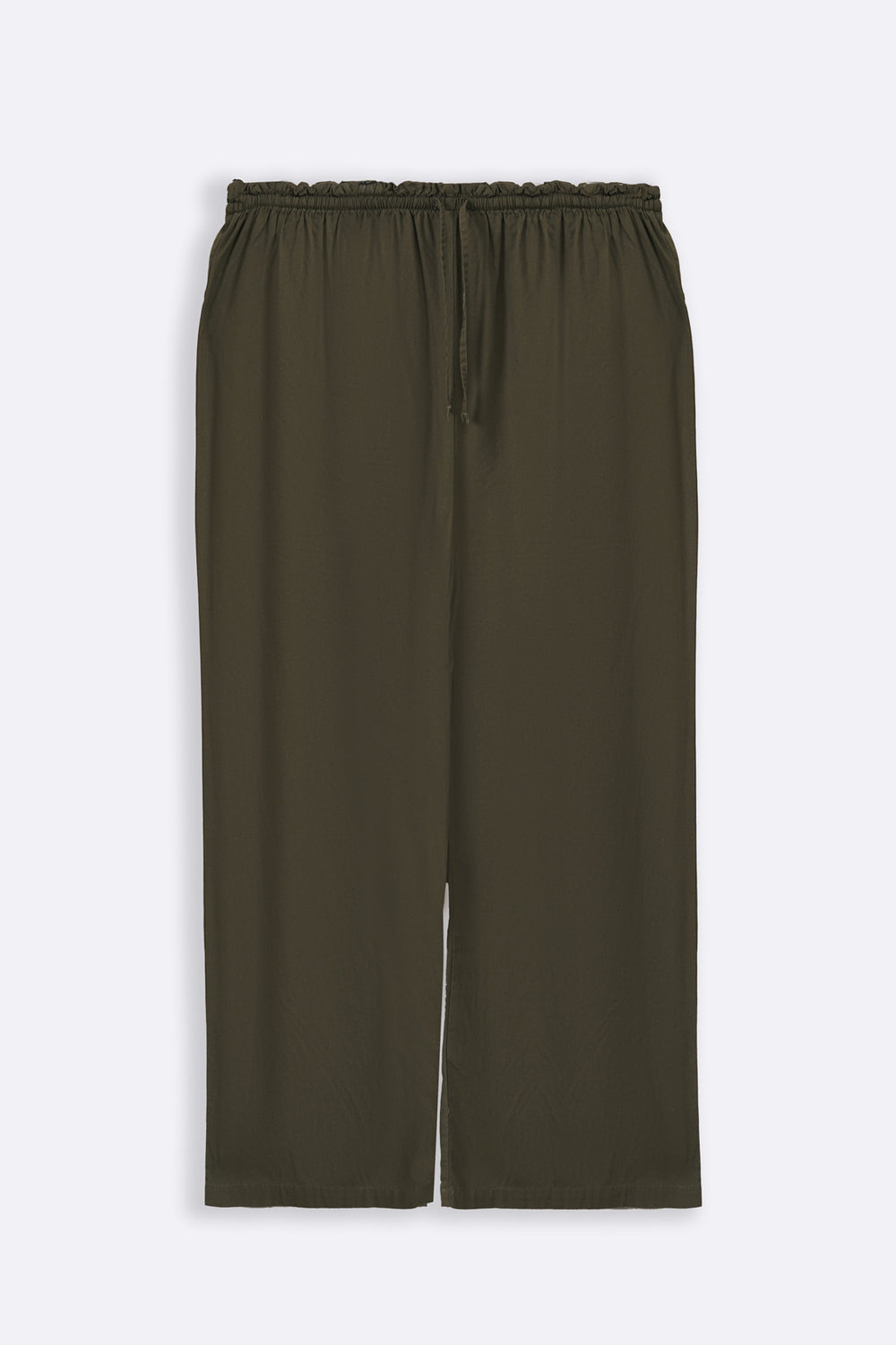 OLIVE LINEN EASY TROUSERS