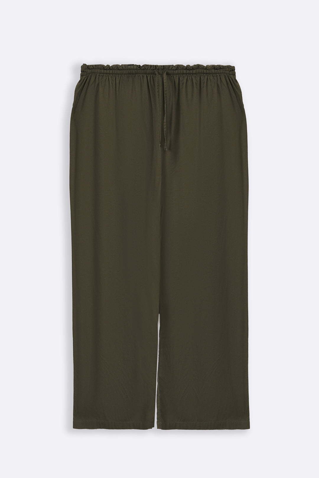 OLIVE LINEN EASY TROUSERS