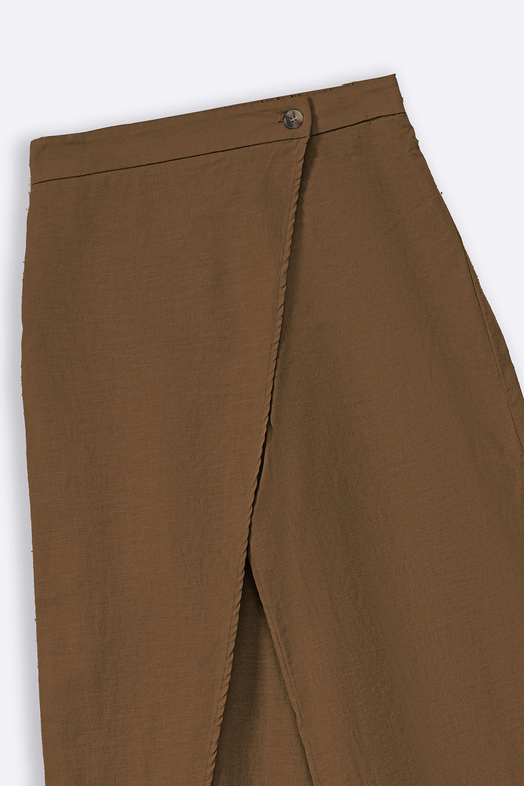 BROWN LINEN WRAP PANTS