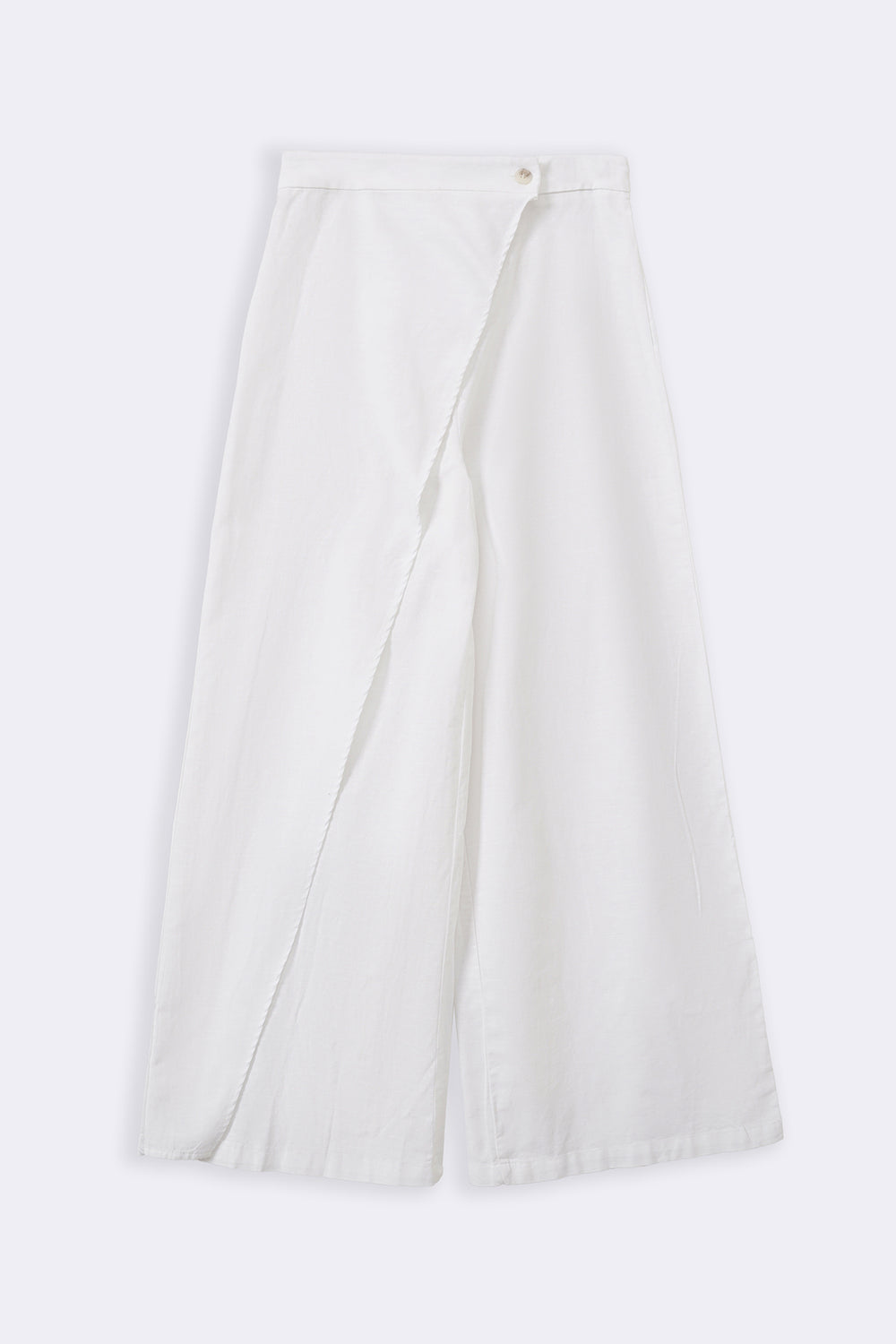 WHITE LINEN WRAP PANTS