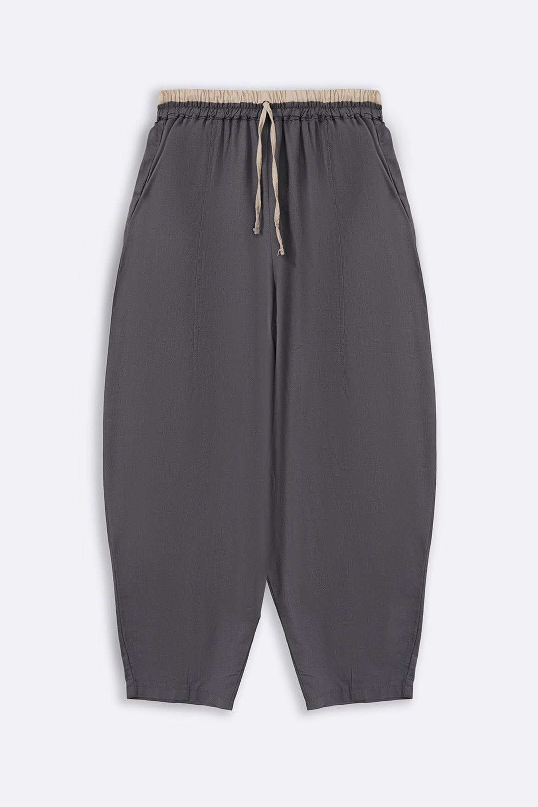 GREY EASY BARREL PANTS
