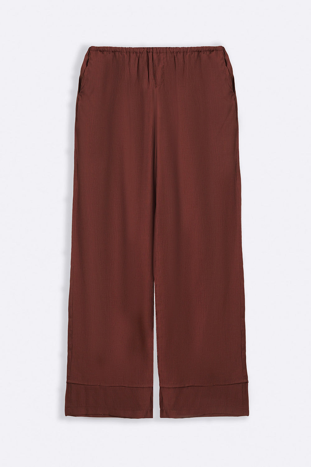 WINE FLOWY TEXTURED PANTS