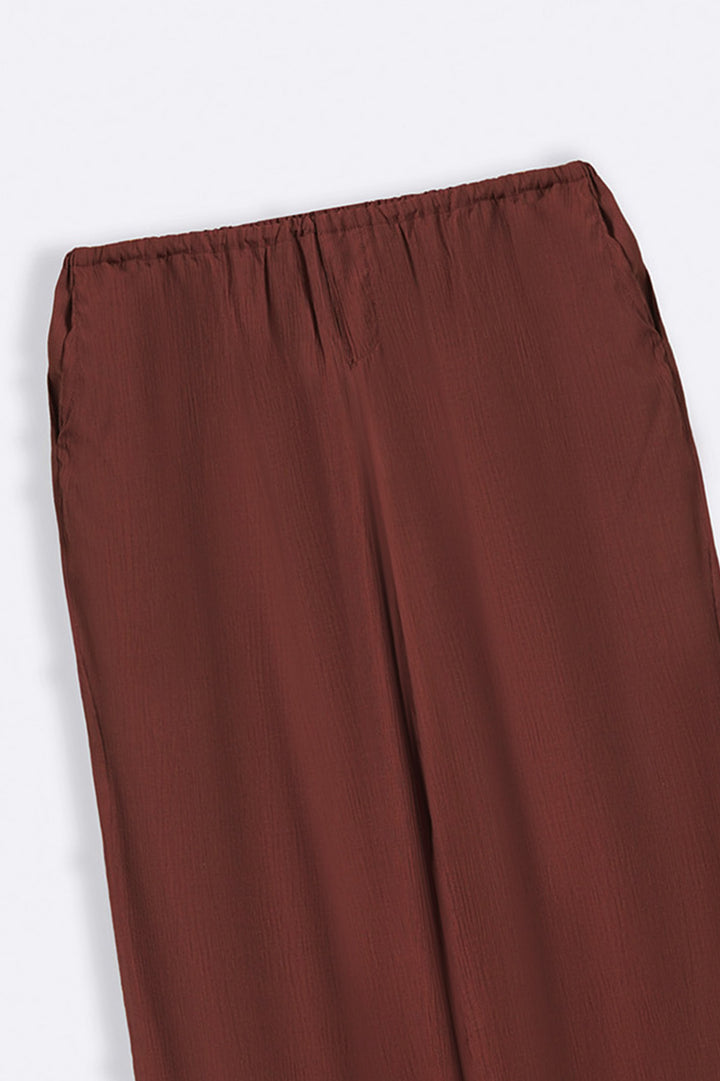 WINE FLOWY TEXTURED PANTS