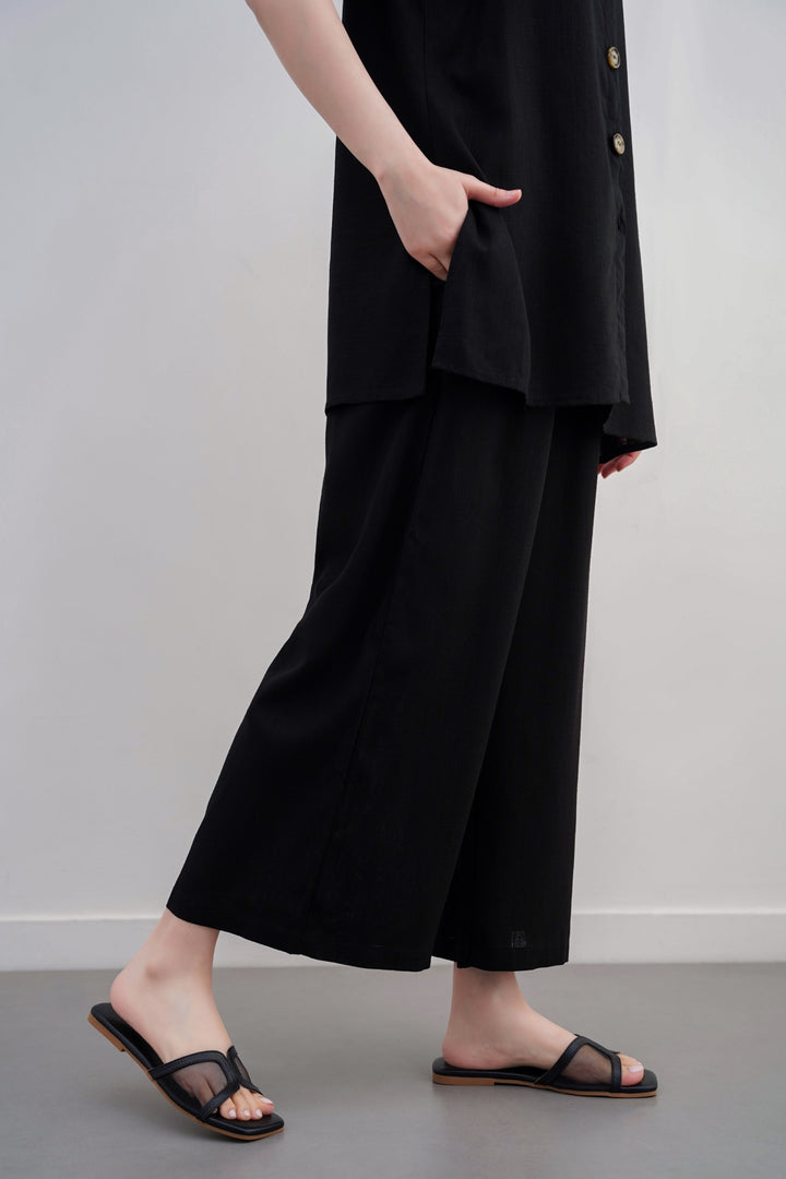 BLACK LINEN CULOTTES