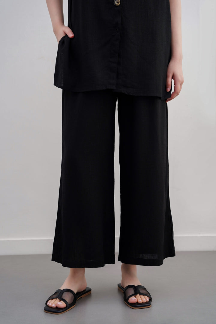 BLACK LINEN CULOTTES