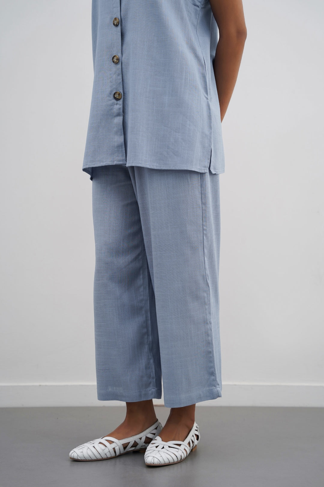 BLUE LINEN CULOTTES