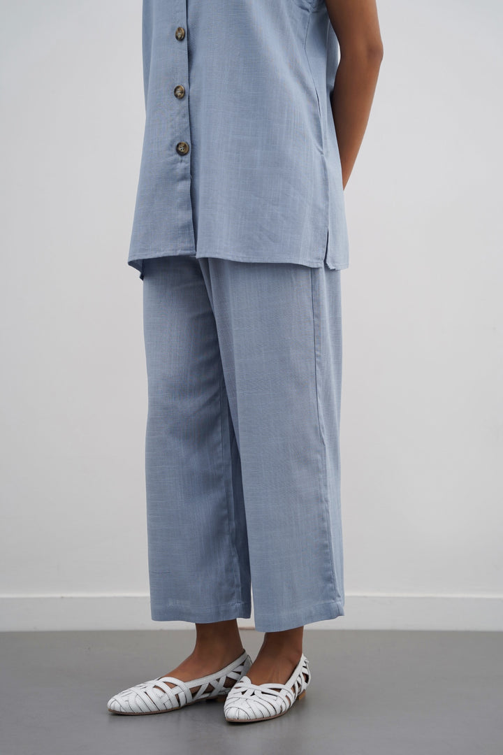 BLUE LINEN CULOTTES
