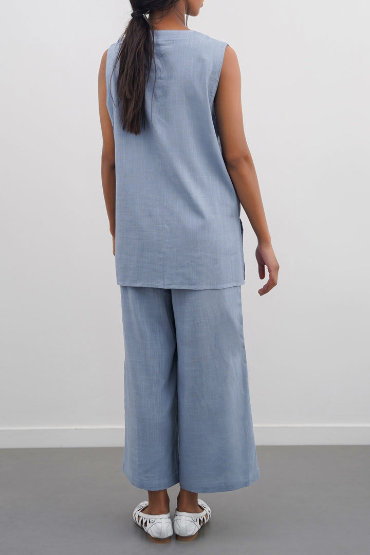 BLUE LINEN CULOTTES