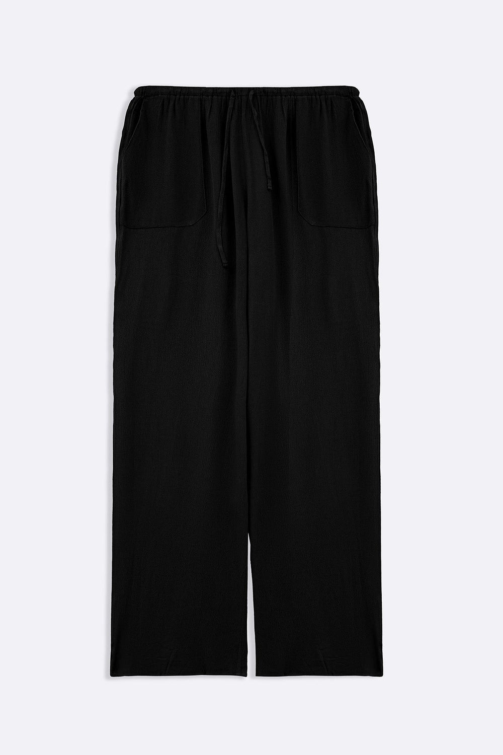 BLACK LONG DRAWSTRING TROUSERS