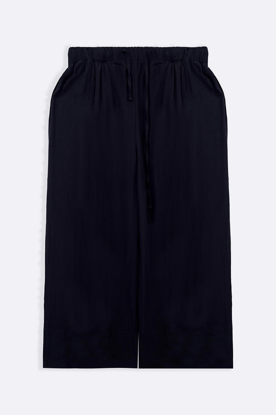 BLACK TEXTURED PALAZZO PANTS
