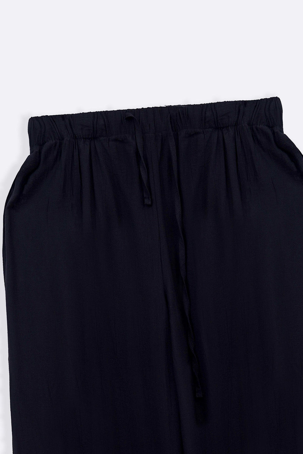 BLACK TEXTURED PALAZZO PANTS