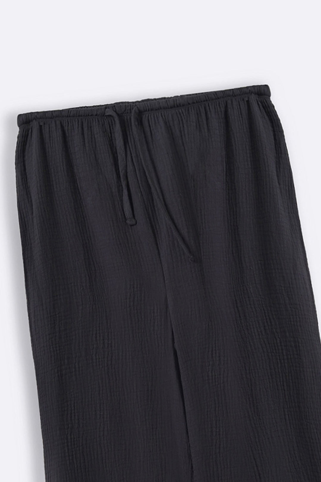 CHARCOAL MUSLIN WIDE PANTS