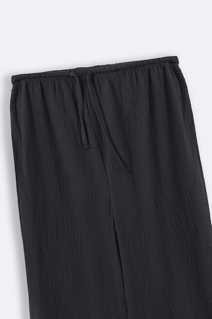CHARCOAL MUSLIN WIDE PANTS