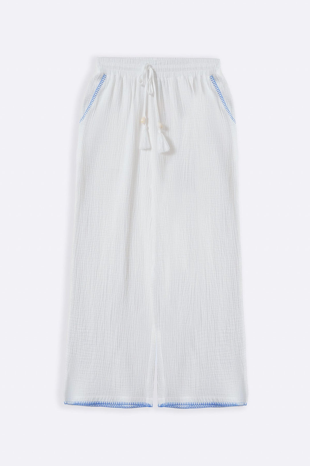 BLUE RESORT EMBROIDERED WIDE PANTS