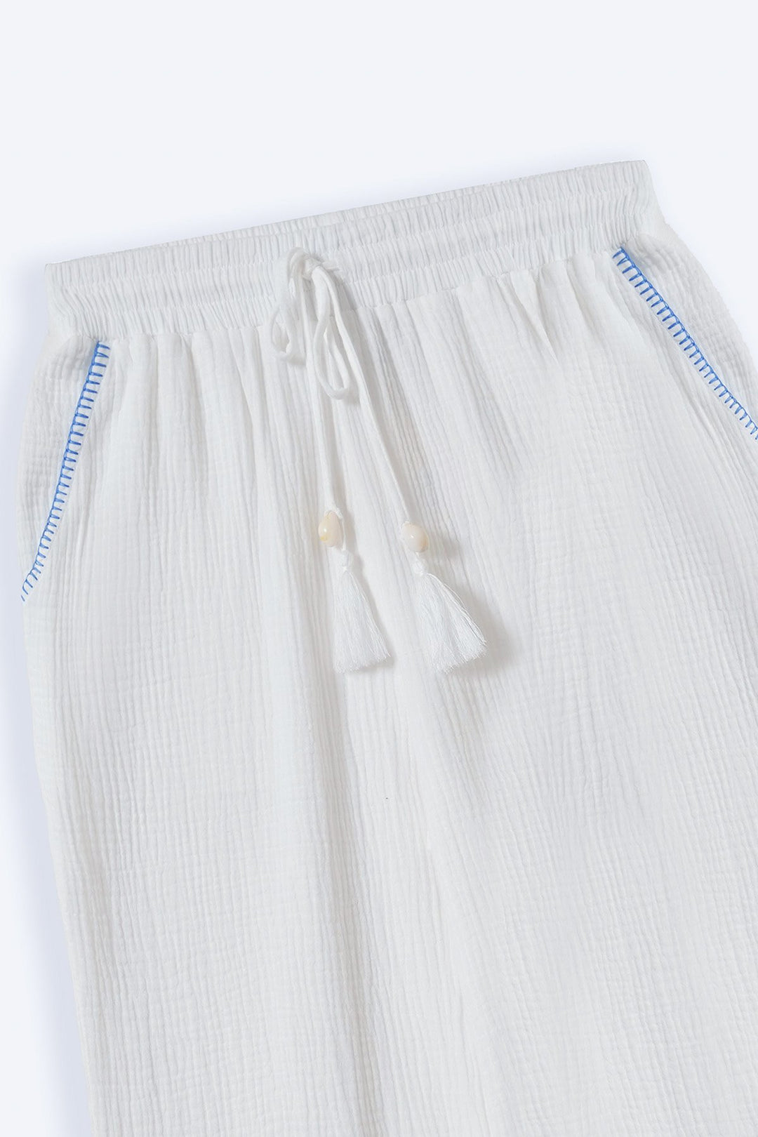 BLUE RESORT EMBROIDERED WIDE PANTS